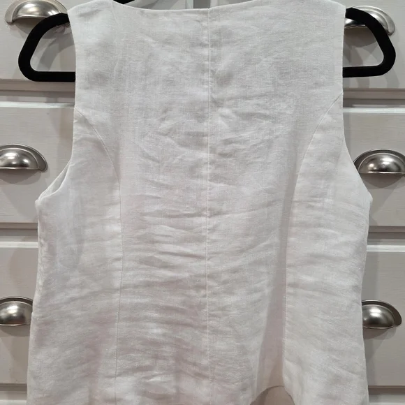 NWY J. Crew White Linen Button-Front Square-Neck Tank - Picture 5 of 9